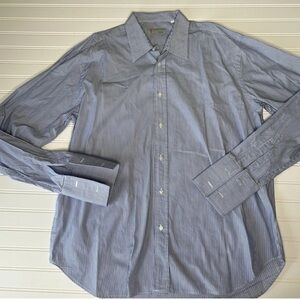 Missoni Men's 18/45 Blue Stripe Cotton Long Sleeve Button Up Dress Shirt 912